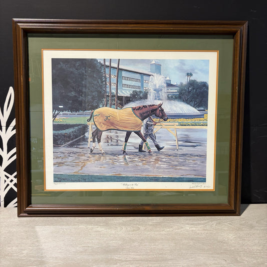 Signed & #'d Donald Schwartz "Walking in the Rain", 33.5"W x 29."H