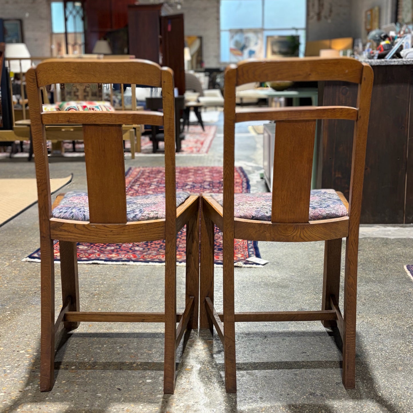 Pair of Antique Oak Side Chairs, 34"H x 18"W x 16"D