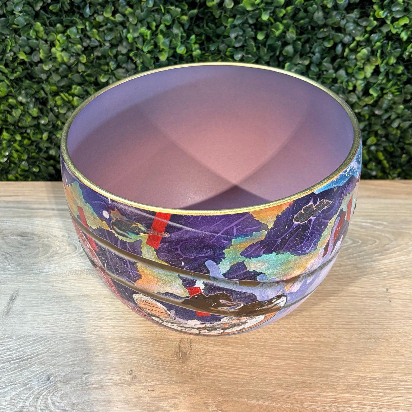 Signed Patrick Dragon Earthenware Vessel 9"Dia x 7"H