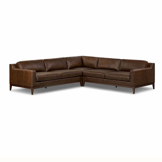 NEW Zyon 115 Corner Sectional - Vintage Brown, 115.75" W x 115.75" D x 29.5"H