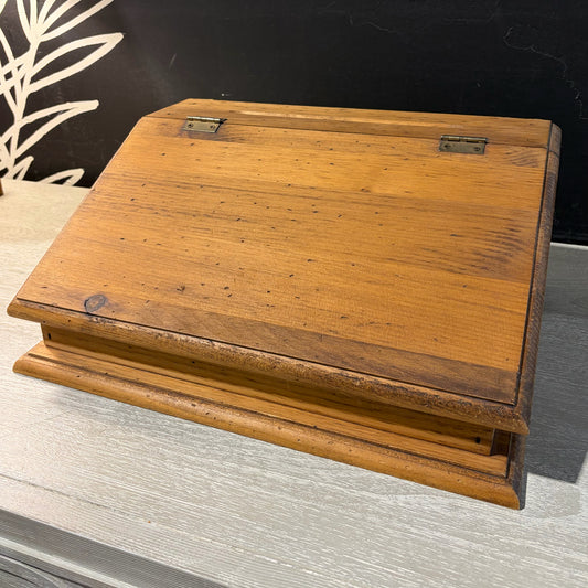 Antique Wooden Writing Slope Box, 17"W x 13"D x 7"H