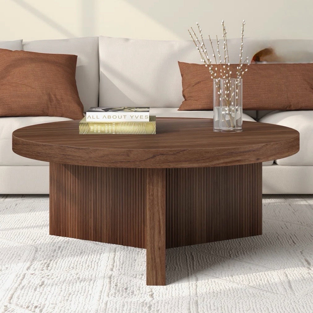 Holm Round Coffee Table in Satin Walnut, 36" Dia x 15"H