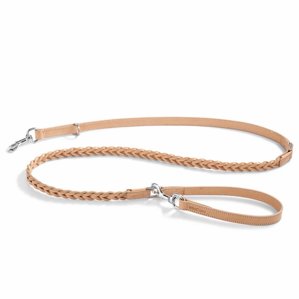 Bergamo Braided Long Dog Leash, Natural, .8" W x 76.8" L