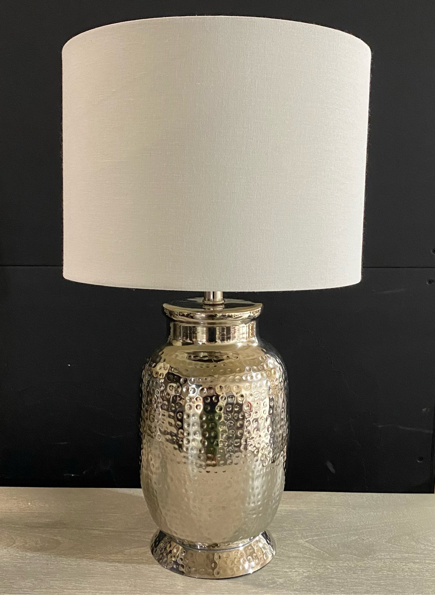 Pair Of Hammered Metal Lamps, 14"D x 28"H