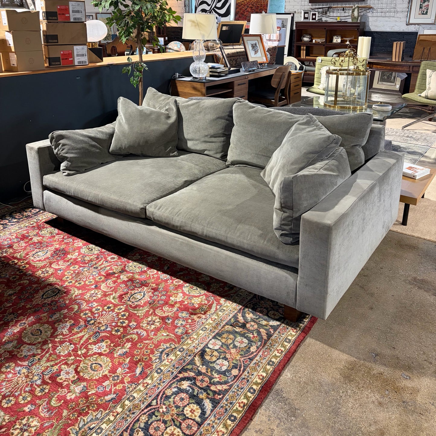 West Elm Harmony Sofa, Extra Deep, Mineral Gray Velvet, 82"W x 47"D x 35"H