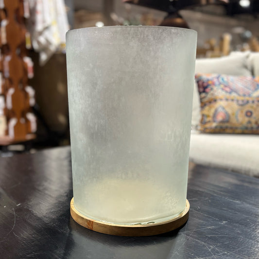 Frosted Glass Pottery Barn Hurricane 11" D x 14.5" H