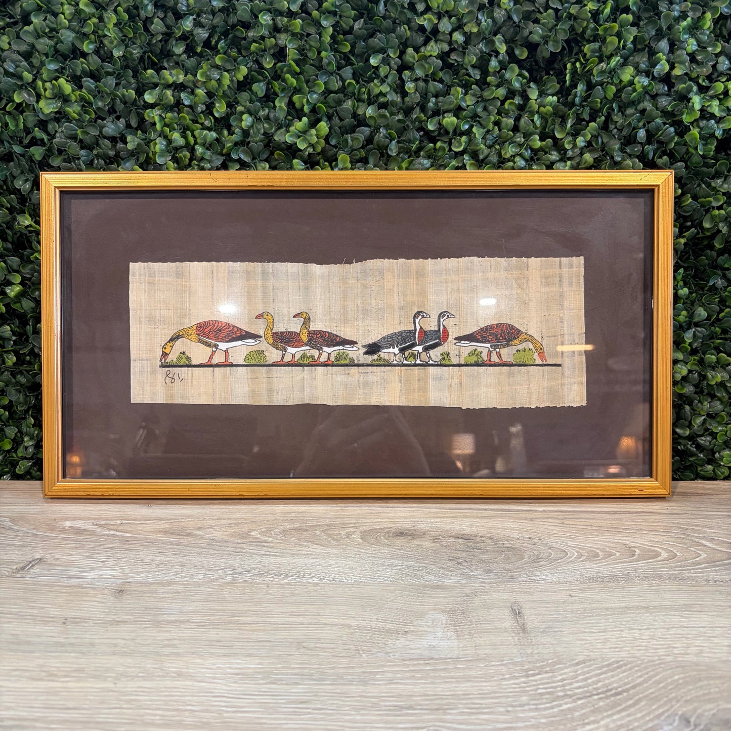 Meidum Geese on Egyptian Papyrus 18"W x 9.5"H