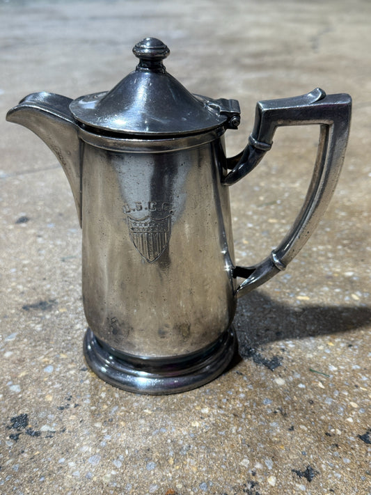 Vintage USCG teapot, Intl Silver, 6.5"W x 3.5"D x 6.5"H