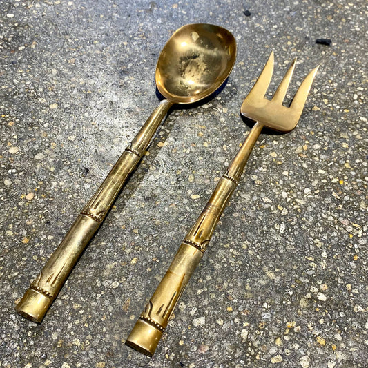Bamboo Pattern Serving Utensils, 10"L x 2.25"W x 1"H