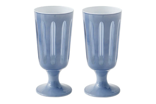 SET of 4  Sir/Madam footed ale glass, glacier, 6"H