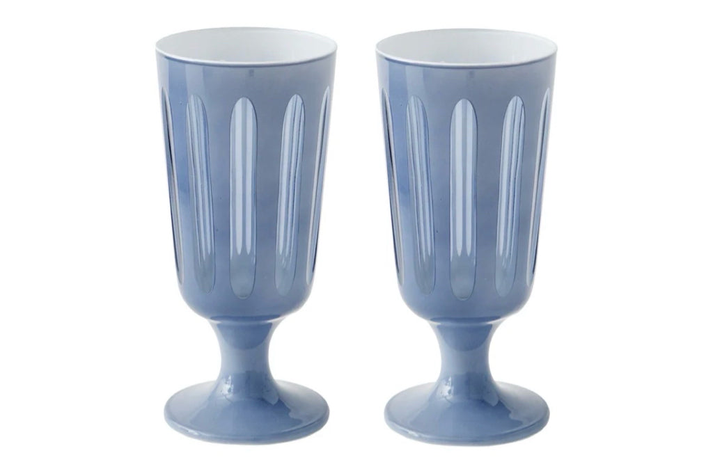 SET of 4  Sir/Madam footed ale glass, glacier, 6"H