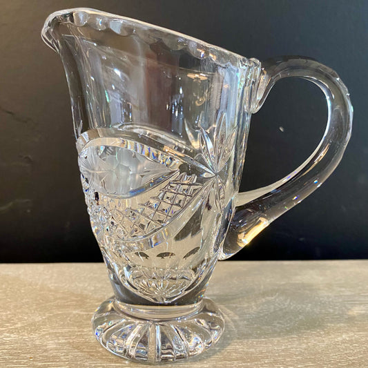 Vintage Crystal Creamer, 5.5"W x 3.25"D x 5.25"H