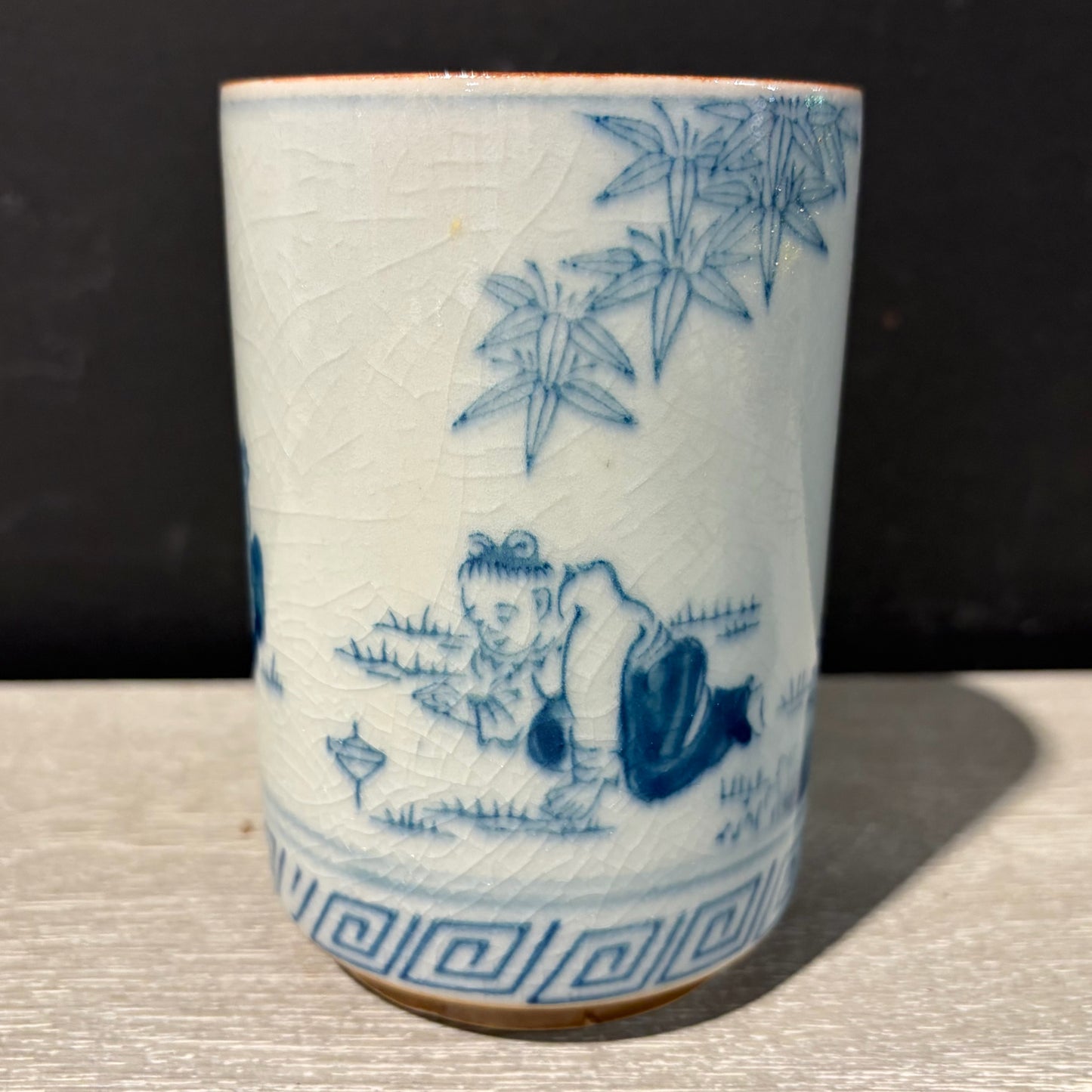 VTG Japanese Blue & White Sushi Tea Cup, 3.2"Dia x 4.25"H