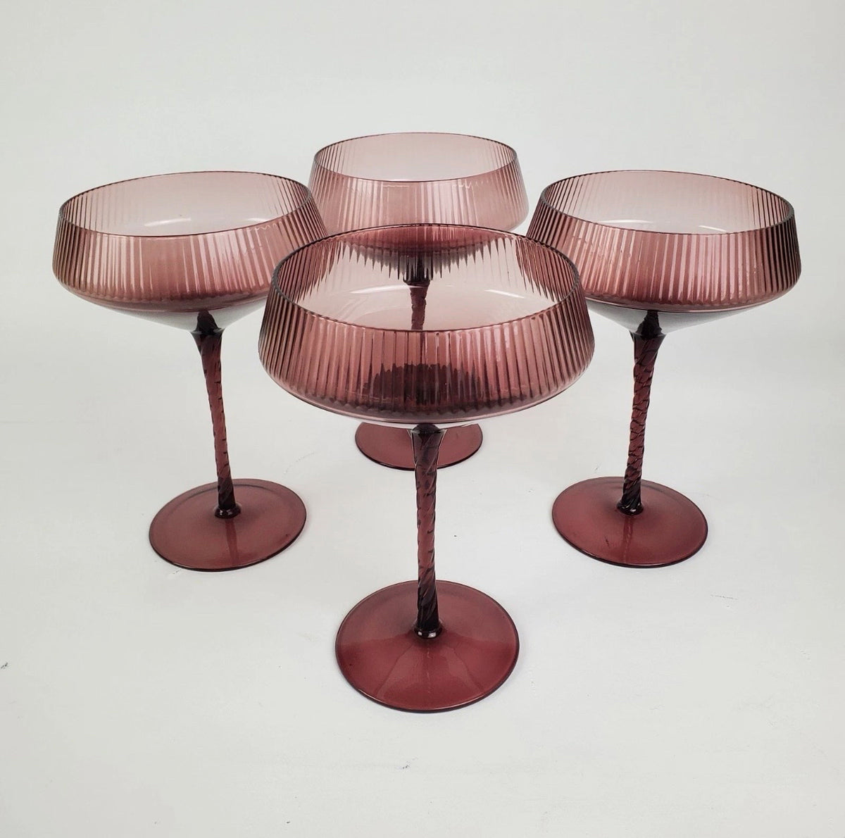 4 House of Hackney/Anthropologie Coupe Glasses in Mulberry, ea 7"H x 5"Dia