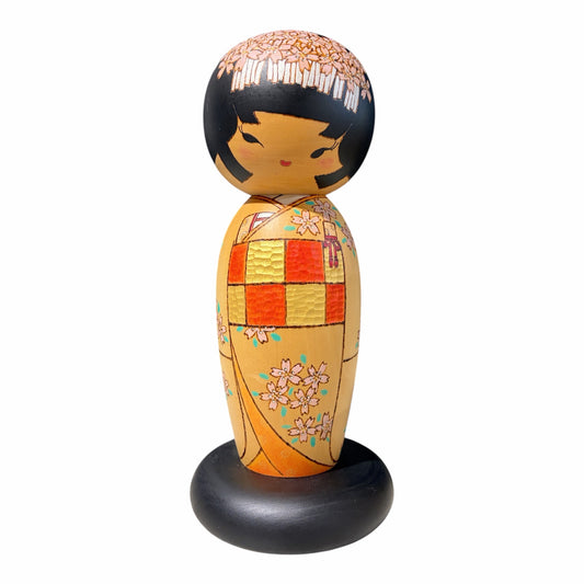 VTG Japanese Kokeshi  Gold  Doll