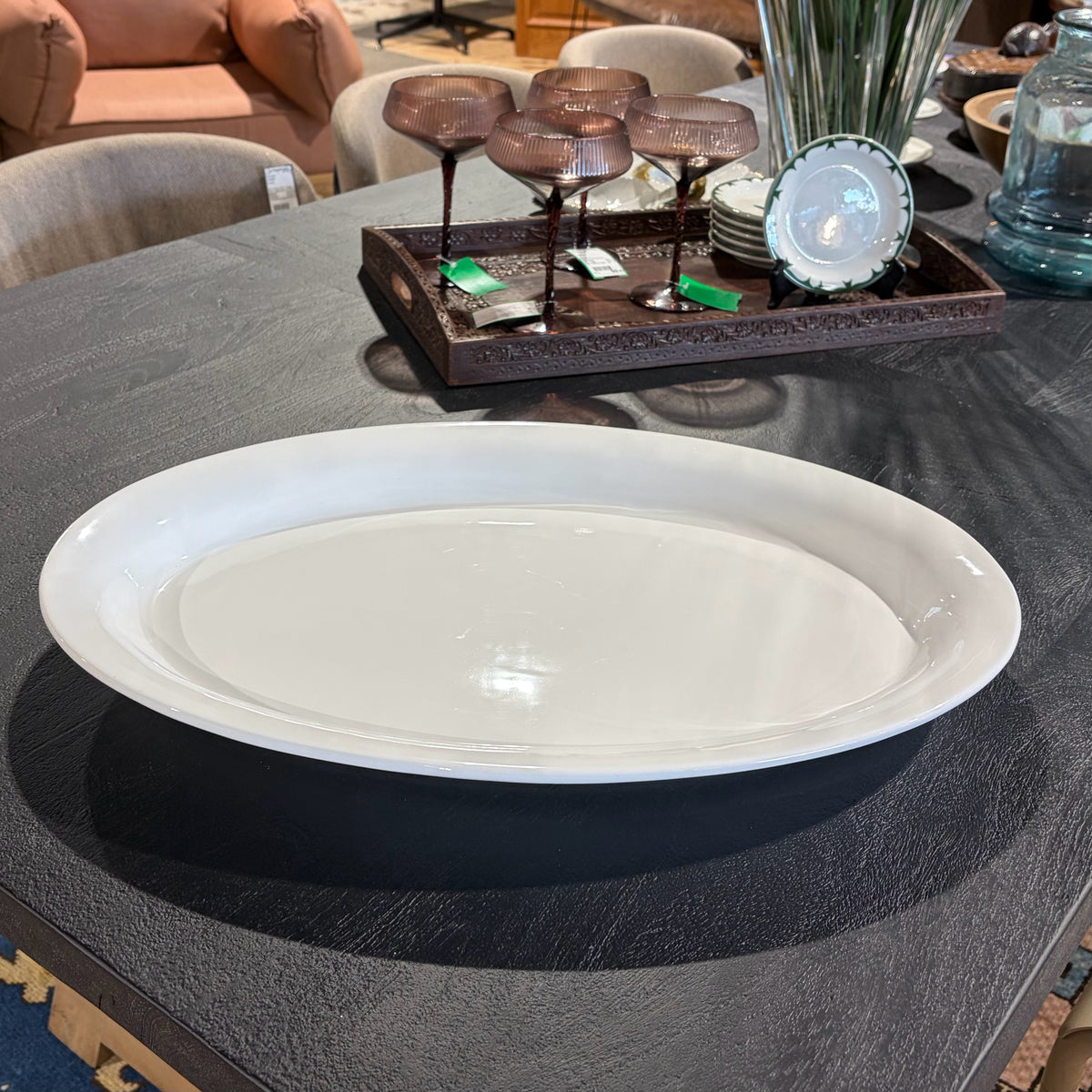 Large Oval Serving Platter, White