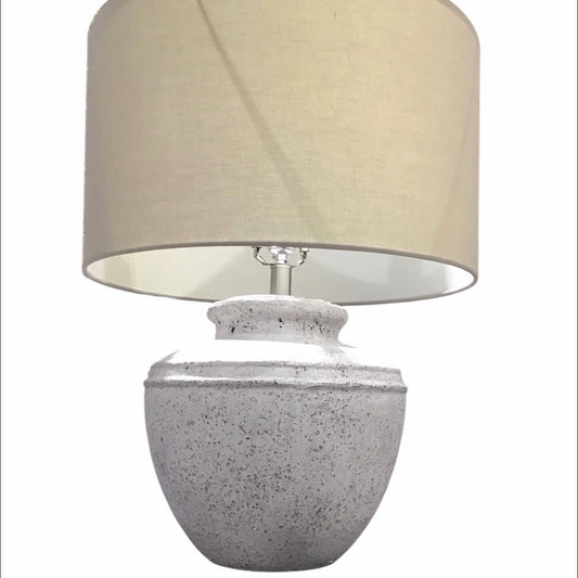 White w/gray Accents Lamp, 18"Dia x 24.5" H