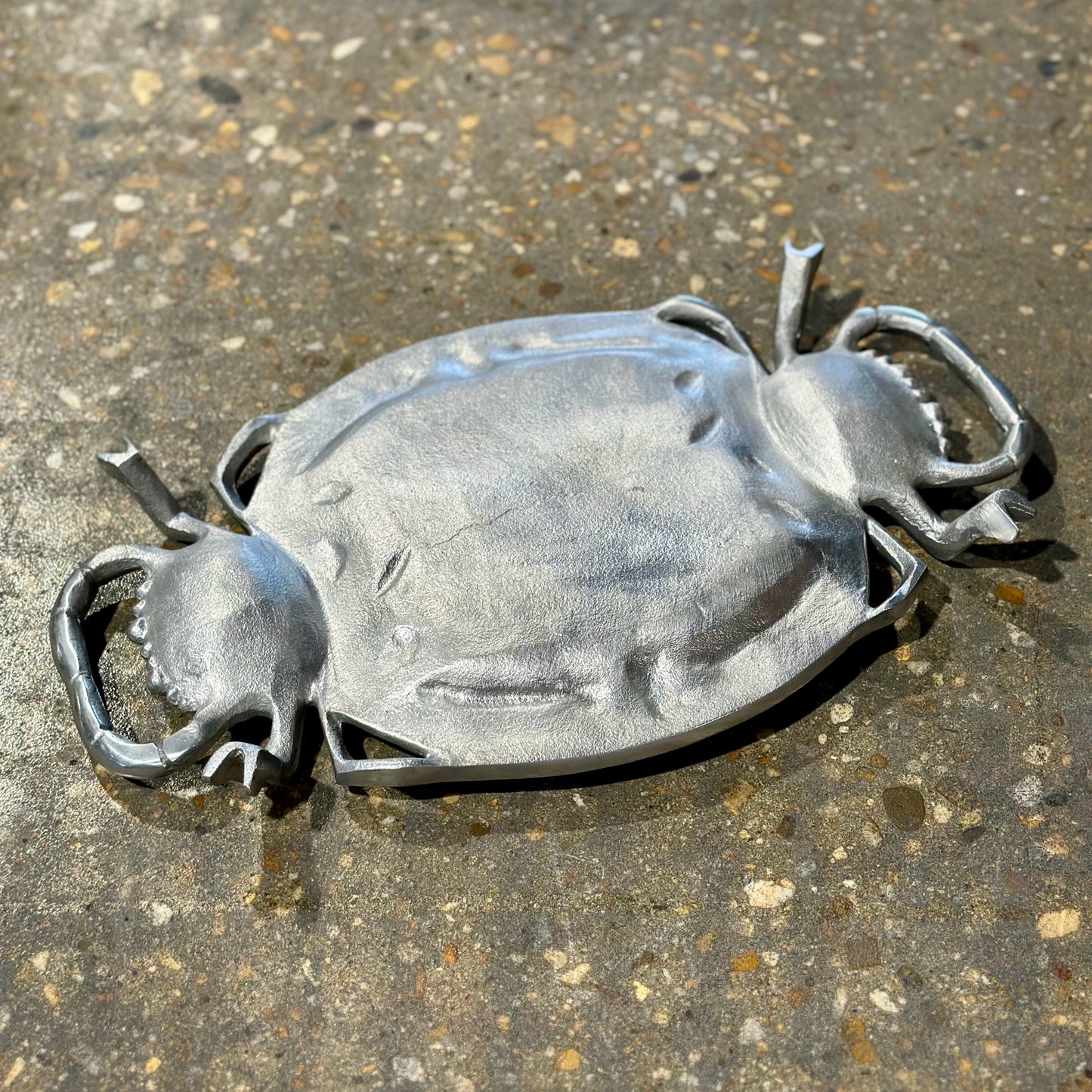 Vintage Crab Serving Platter, Cast Aluminum, 17" L x 10.5" W x 2" H