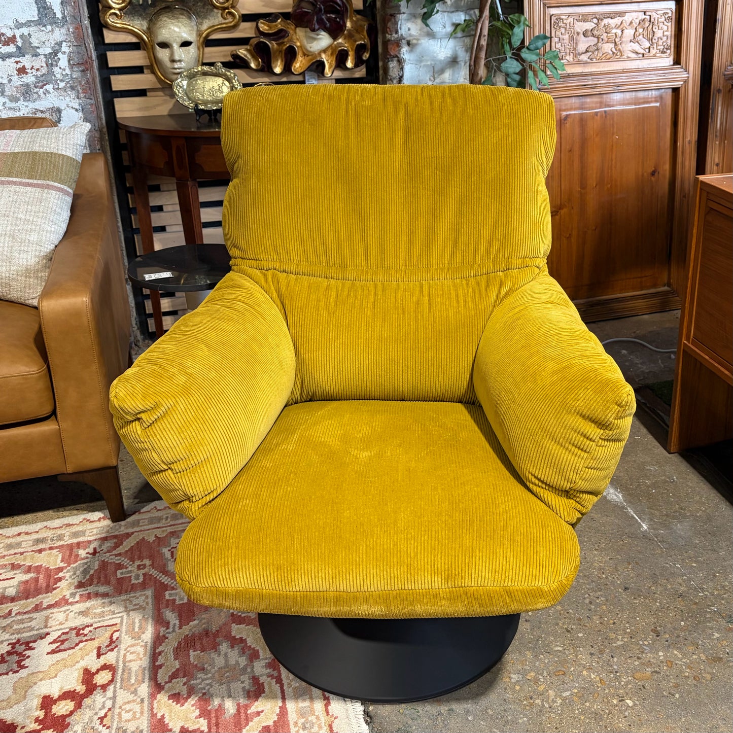 Lud'o Lounge Conical Armchair, Mustard Yellow, 29.5"W x 34.25"D x 38.25"H
