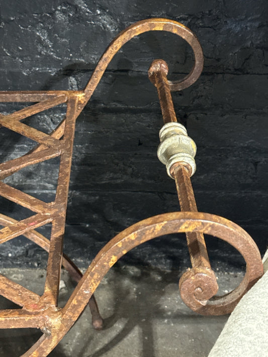 Vintage wrought iron bench/footstool, 33"W x 16.5"D x 20.25"H