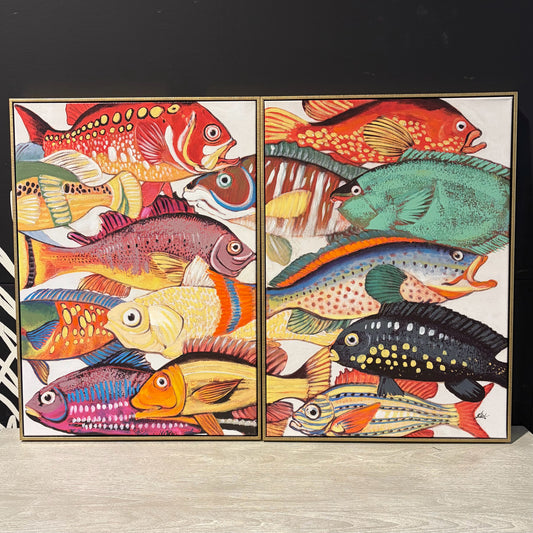 Pair of Coastal Colorful Fish, Canvas, 28.5"H x 20.5"W x 1.75"D (Each)