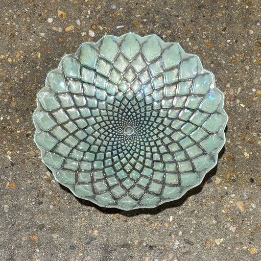 Decorative Green Glass Bowl 16" D x 3" H