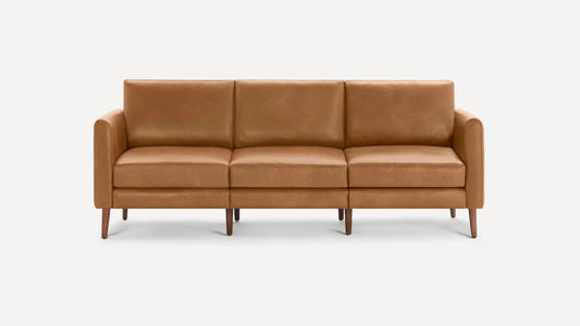 Burrow Nomad Leather Sofa, Camel & Walnut, 85" W x 35" D x 33" H