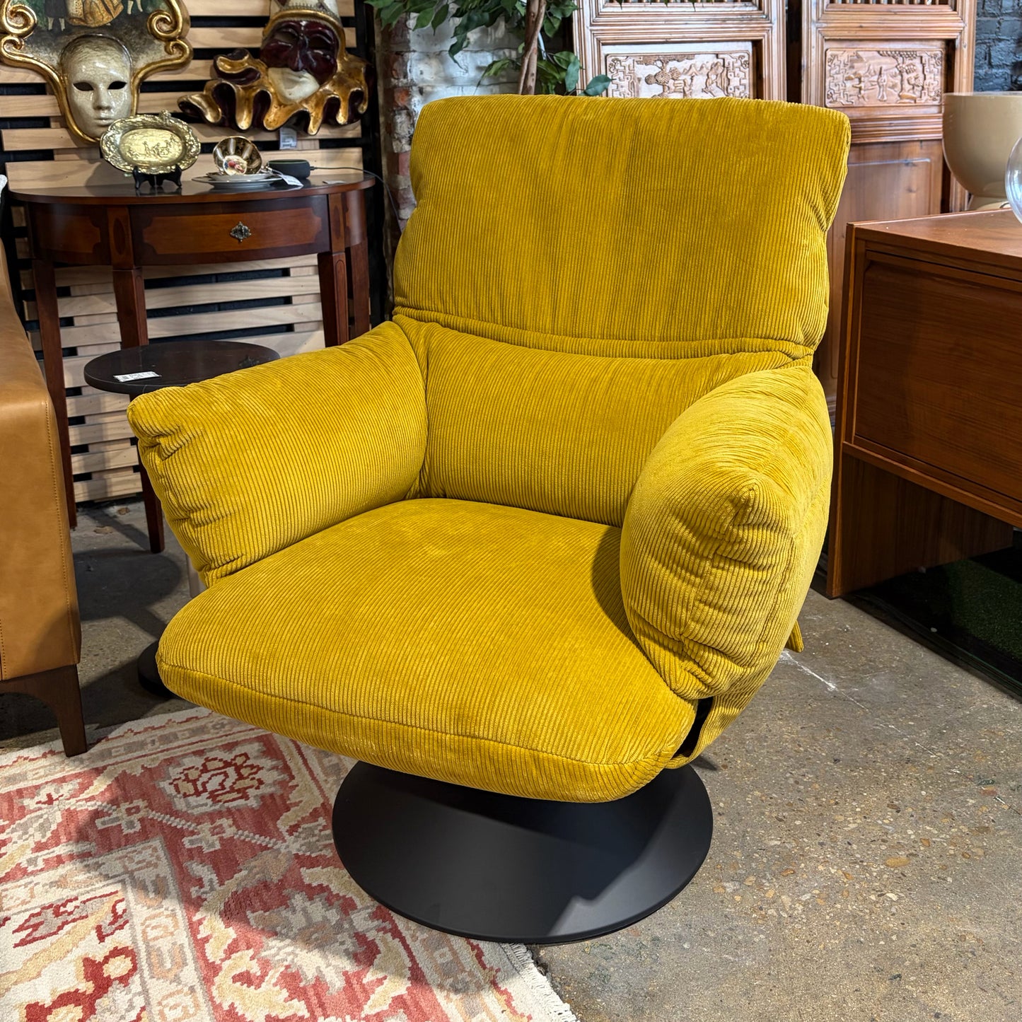 Lud'o Lounge Conical Armchair, Mustard Yellow, 29.5"W x 34.25"D x 38.25"H