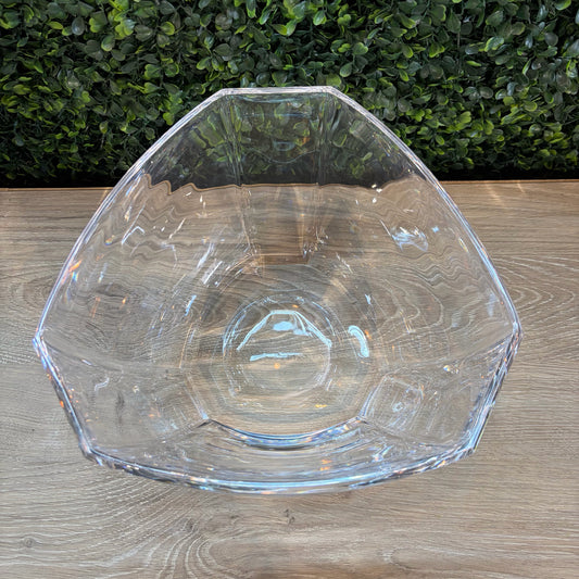 Tiffany & Co 6 Panel Hex Crystal Glass Bowl, 9.5"L x 10"W x 6"H