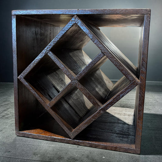 Wooden Wine Rack Cube, 13"
