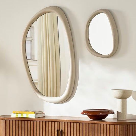 Luna Large Wall Mirror, White Resin, 27.6"W x 2"D x 44.9"H