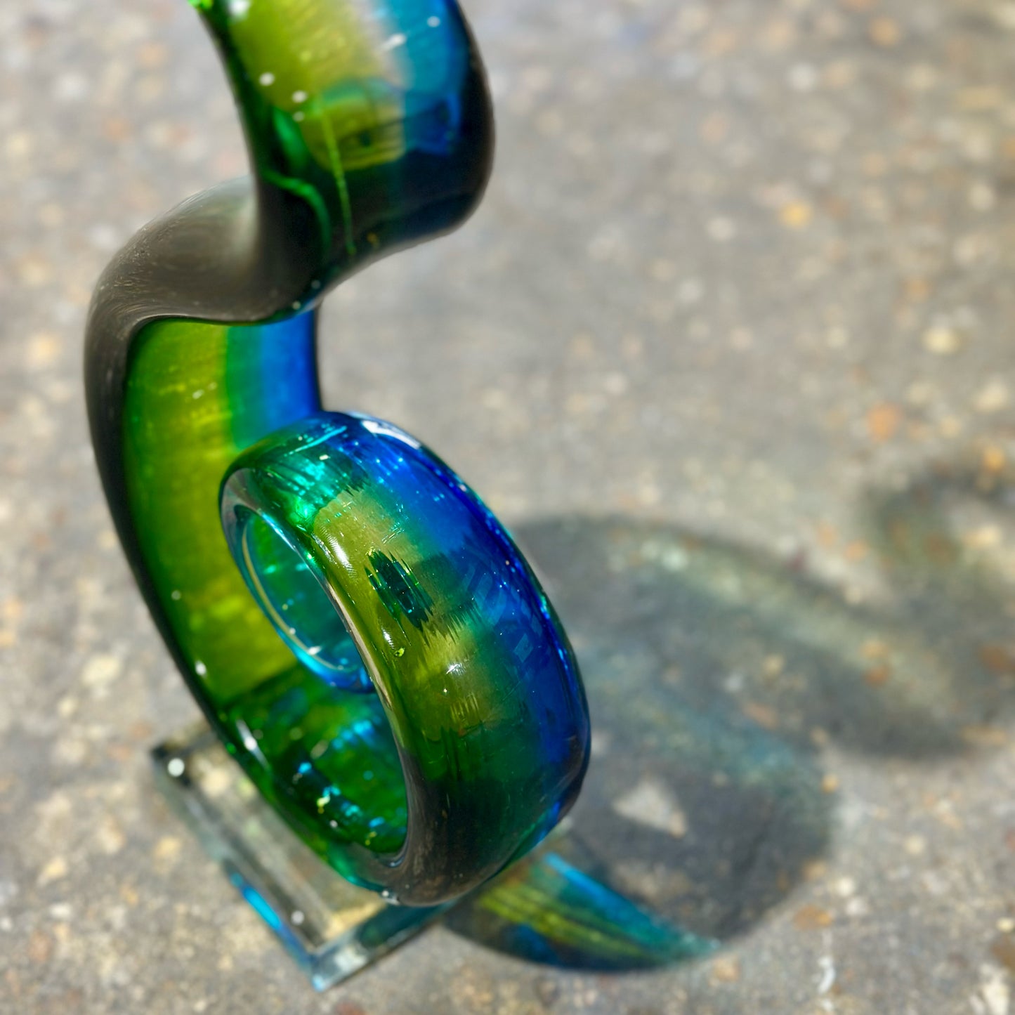 Art Glass Sculpture, Blue & Green, 15.75" H