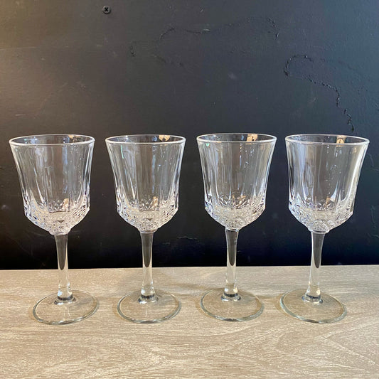 Set of 4 Crystal Wine Glasses, 6.75"H