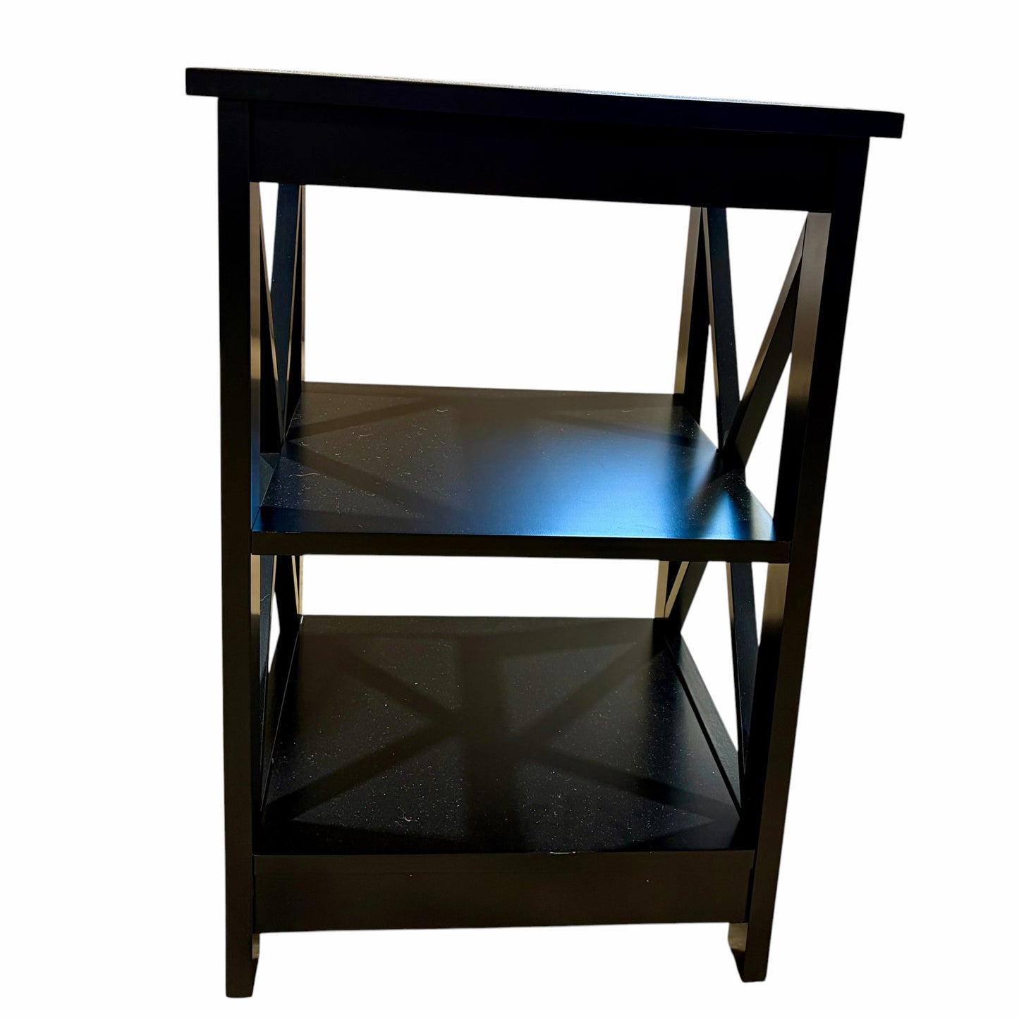 Wooden End Table X-Leg W/ Shelf, 15.75"W x 15.75"D x 23.5"H