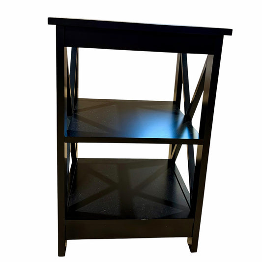 Wooden End Table X-Leg W/ Shelf, 15.75"W x 15.75"D x 23.5"H