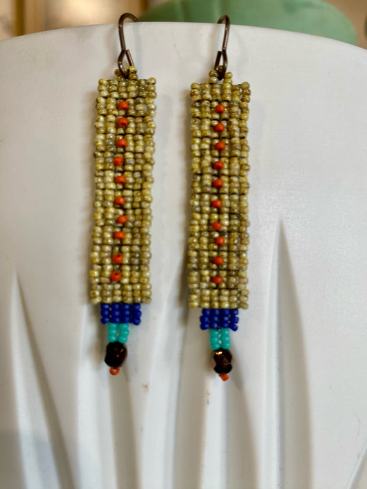 Tower Earrings, Corn Silk, Carrie Price Wearable Art
