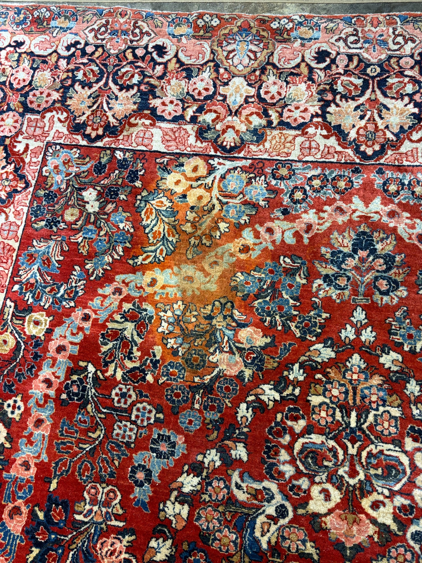 VTG Persian Rug, Reds/ Multi, Hand Knotted, AS IS, 8'9"W x 11'11"L