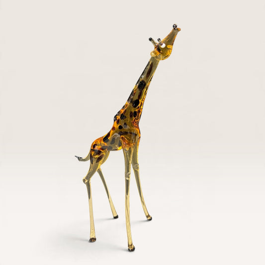 Delicate Blown Glass Giraffe Figurine, 7"H x 4"W x 2.5"W