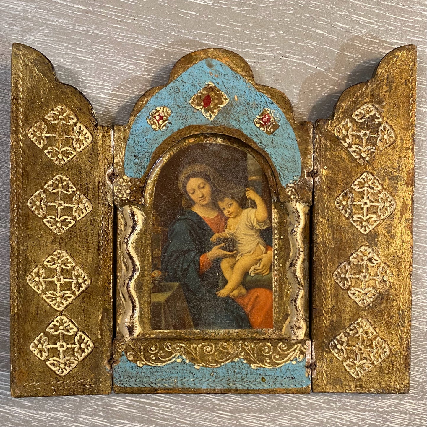 Triptych,  Madonna of the Grapes, 6.25"W x .25"D x 5.5"H