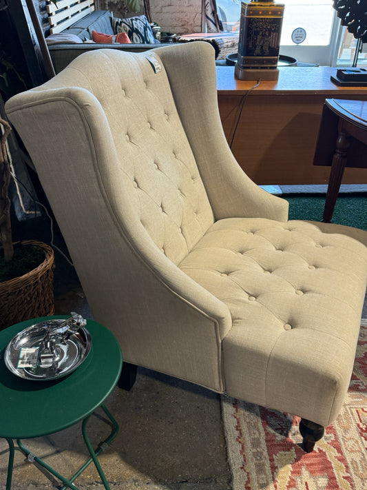 Traditional button tufted occasional chair, 29"D x 27"W x 38"H