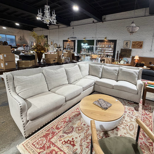 Universal Furniture Nailhead Trim Sectional, AS IS, 119"L x 95"D x 37"H