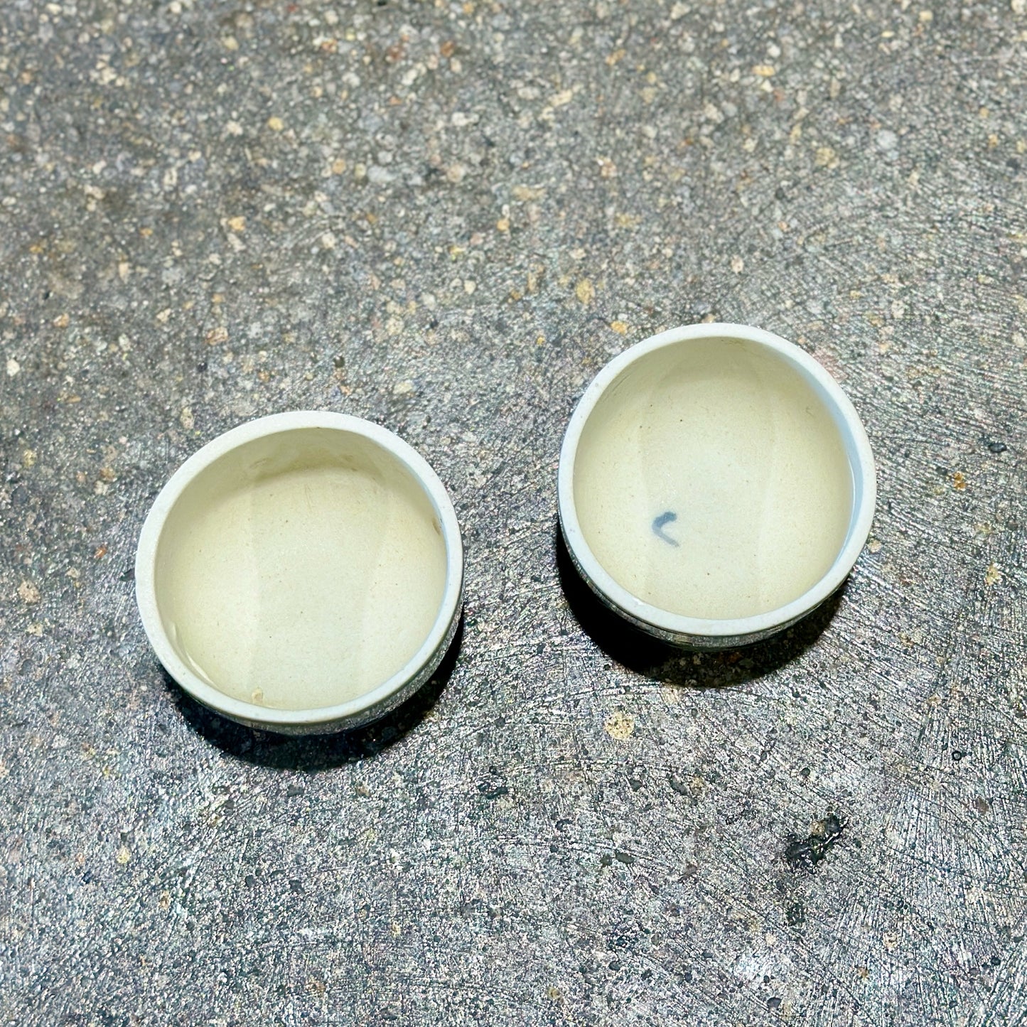 Pair of Antique Asian Porcelain Cups, Blue & White, approx. 3" Dia x 2" H