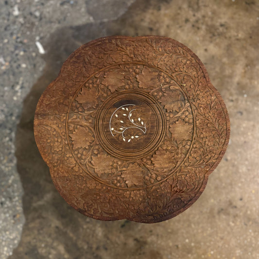 Indian Handcarved Side Table 15" W x 15" H