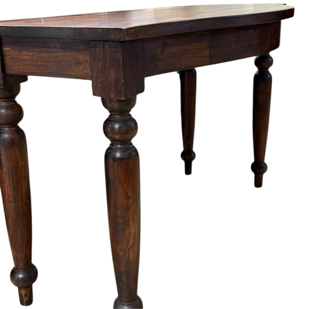 Solid wood demilune/console/desk, 48"W x 24"D x 30.5"H