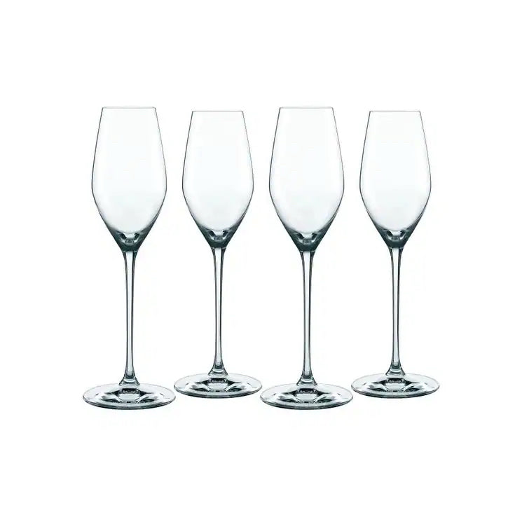 Set of 4 Nachtmann Supreme 9 oz. Champagne Flutes, Crystal, 3.5" Dia x 10.5" H