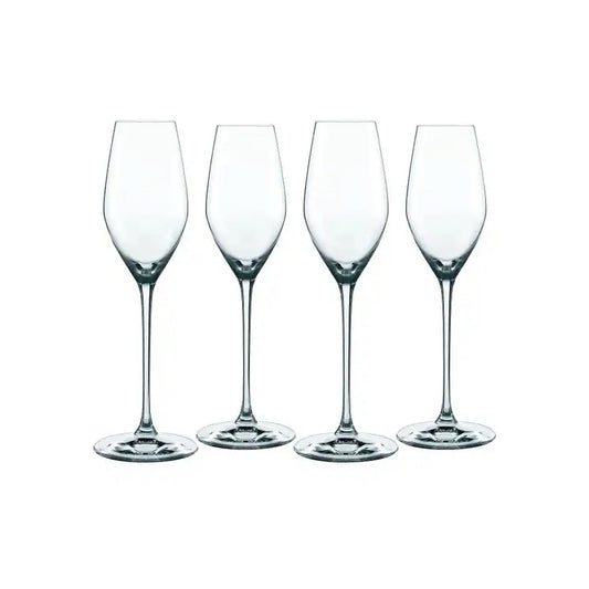 Set of 4 Nachtmann Supreme 9 oz. Champagne Flutes, Crystal, 3.5" Dia x 10.5" H