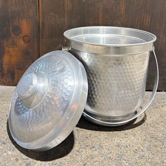 Vintage Hammered Aluminum Ice Bucket, 10.5"H x 9"Dia