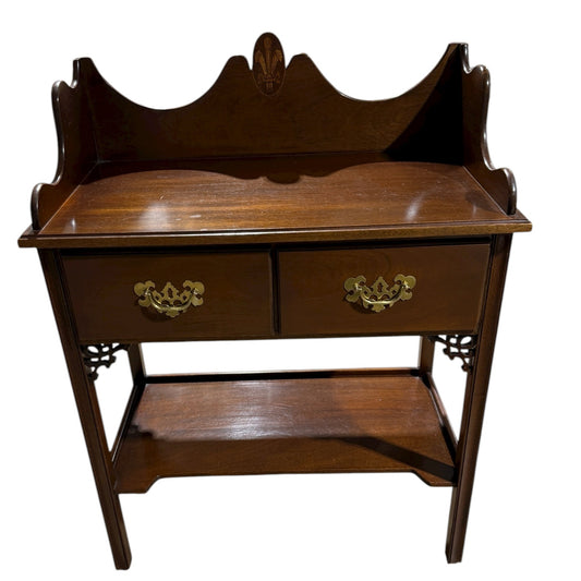 Vintage handmade washstand, fretwork, inlay, 30"W x 16"D x 39"H