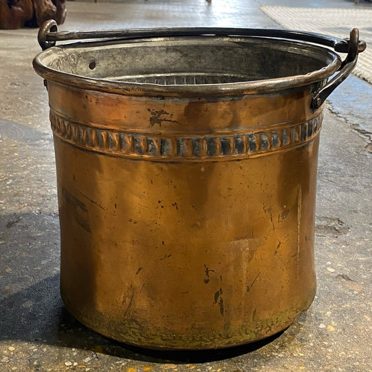 Antique Copper Coal Bucket, 11.5"D x 13"W x 10"H
