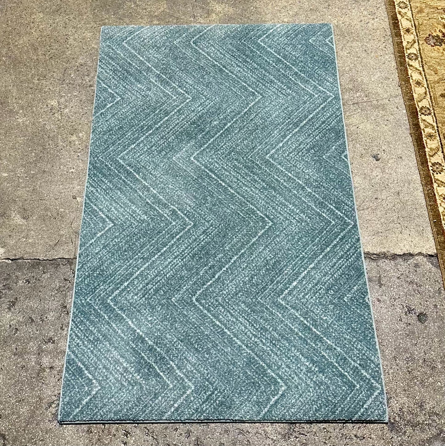 Small Chevron Rug, Lake Blue, 51" L x 31" W